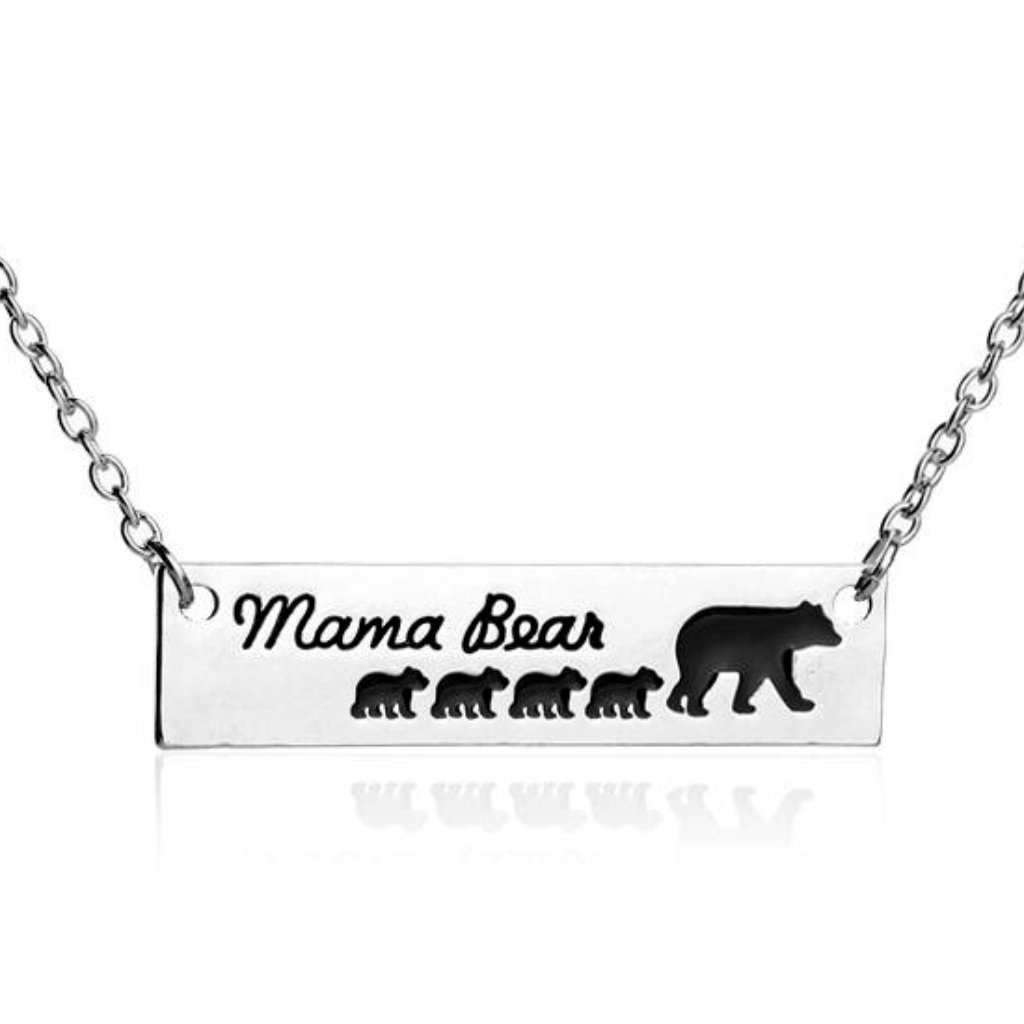 Silhouette Mama Bear & 4 Baby Bear Necklace